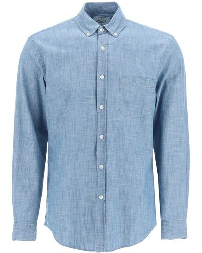 Portuguese Flannel Camisa de algodón cambray franela portuguesa - Azul