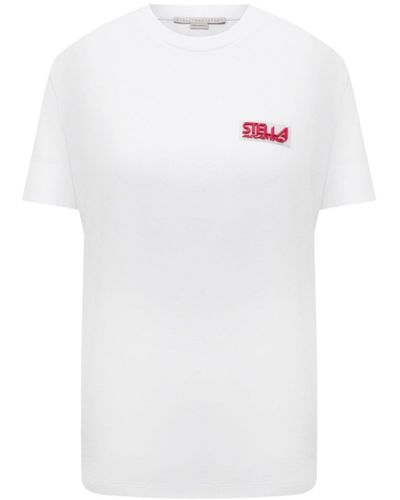 Stella McCartney Camiseta de logotipo de algodón de - Blanco