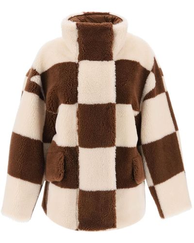 Stand Studio Dani Teddy Jacket With Checkered Motif - Brown