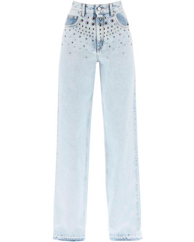 Alessandra Rich Jeans ricos en Alessandra con tachuelas - Azul