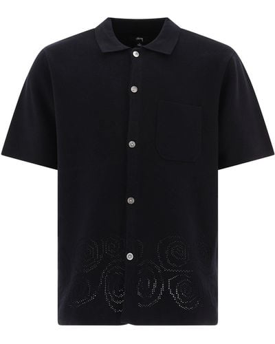 Stussy Perforated Swirl Knit Shirt - Black