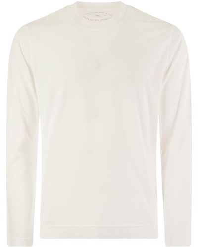 Fedeli Extreme Long Sleeved Giza Cotton T Shirt - White