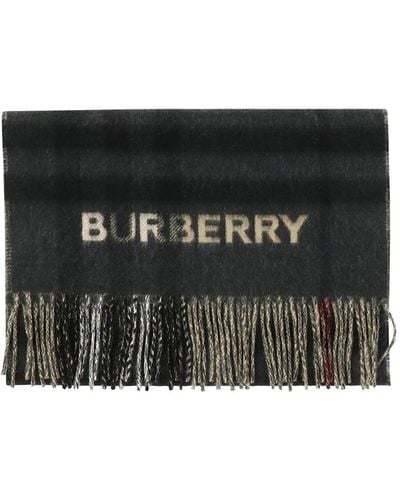 Burberry Contrast -cheque Cashmere Scarf - Zwart