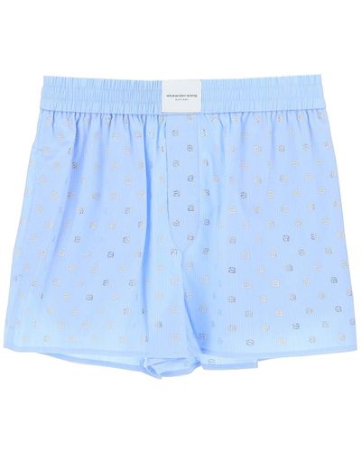 Alexander Wang Boxer -Shorts mit Strassmonogramm - Blau