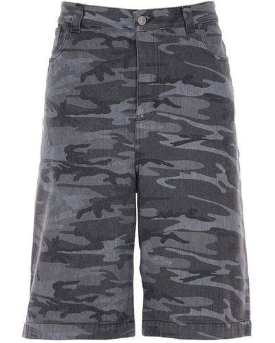 Balenciaga Camouflage Denim Shorts - Grijs