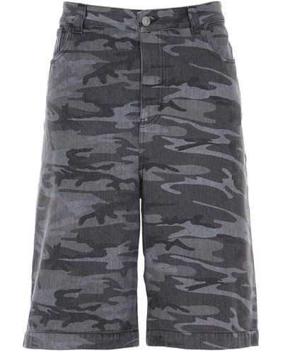 Balenciaga Camouflage Denim Shorts - Gris