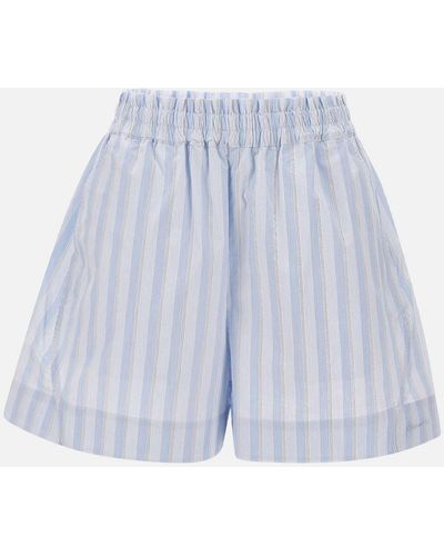 Remain Rimani pantaloncini di cotone a strisce azzurra - Blu