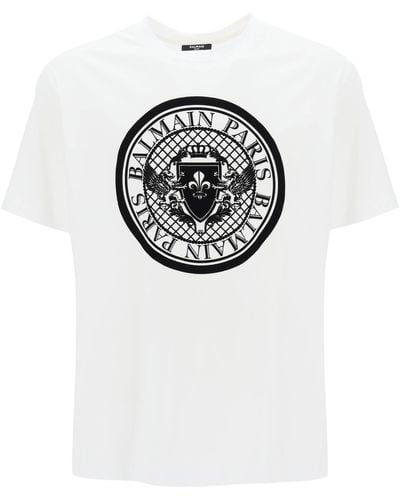 Balmain Logo Medaillon T -Shirt - Weiß