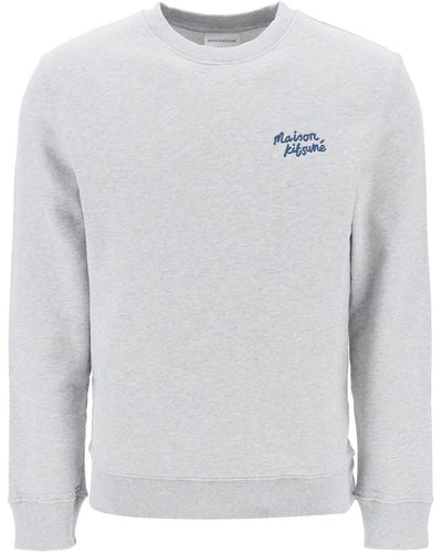 Maison Kitsuné Crew Neck Sweatshirt Met Logo -letters - Grijs