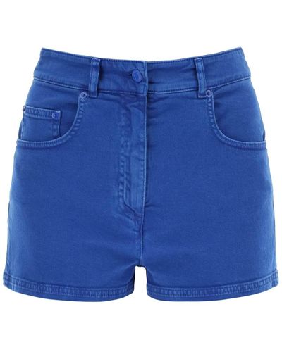 Moschino Kleding Geverfde Denim Shorts - Blauw