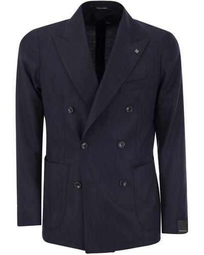 Tagliatore Tagliatorore Double Breasted Cashmere Jacket - Blauw