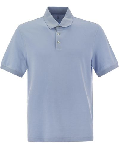 Brunello Cucinelli Cotton Jersey Polo -Hemd - Blau