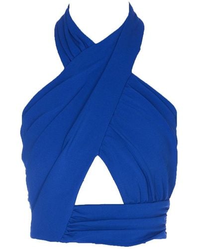 Balmain Top drapeado de - Azul