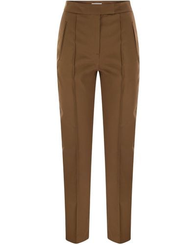 PT Torino Frida Cotton And Silk Pants With Pleat - Brown