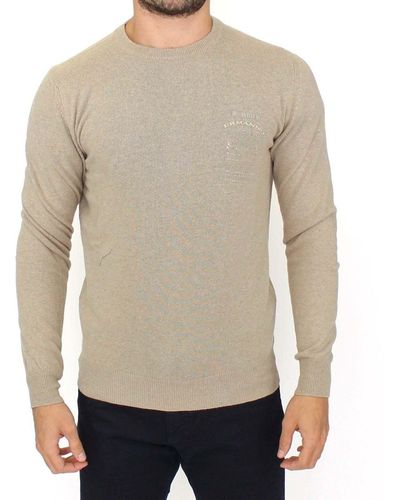 Ermanno Scervino Beige Wool Cashmere Crewneck Pullover Sweater - Natural