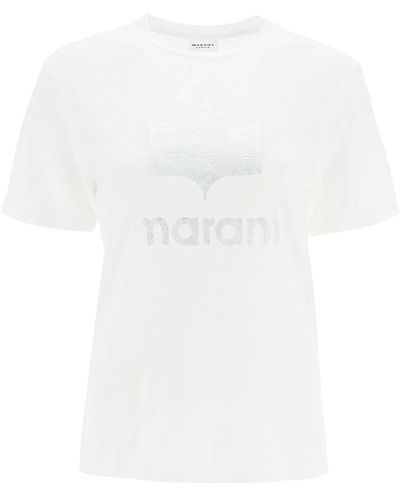Isabel Marant 'zewel' T -shirt Mit Metallischem Logo - Wit