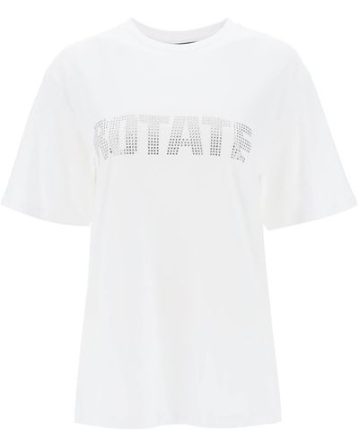 ROTATE BIRGER CHRISTENSEN Drehen Sie Crew Neck T -Shirt mit Kristalllogo - Blanc