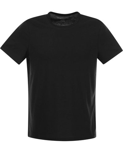 Majestic T-shirt de cou d'équipage majestueux en lyocell et en coton - Noir