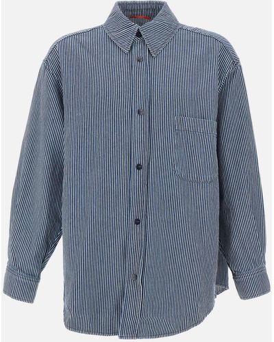 Autry Blau-Weiß Gestreiftes Baumwollhemd Von Main Apparel