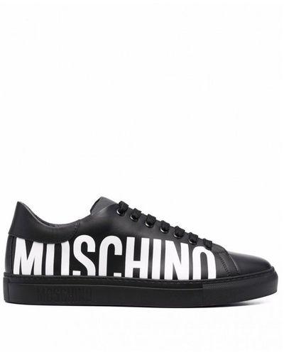 Moschino Logo Leather Sneakers - Black