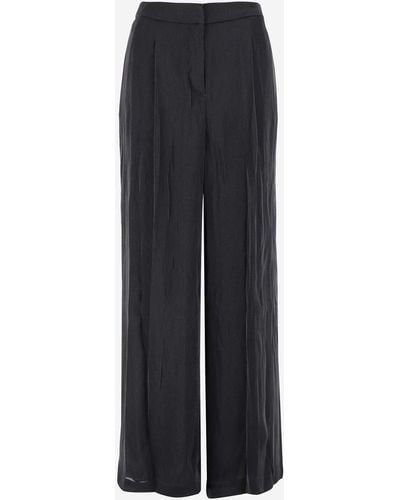 Michael Kors Ruched Metallic Georgette Trousers - Blue