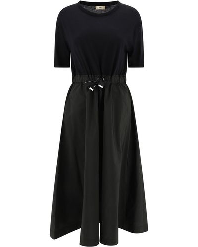 Herno Kleid mit Kordelkordel in der Taille - Schwarz