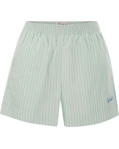 Mc2 Saint Barth Meave Shorts de algodón a rayas - Verde