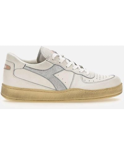 Diadora Mi Basket Sneaker in pelle bassa, bianco/argento