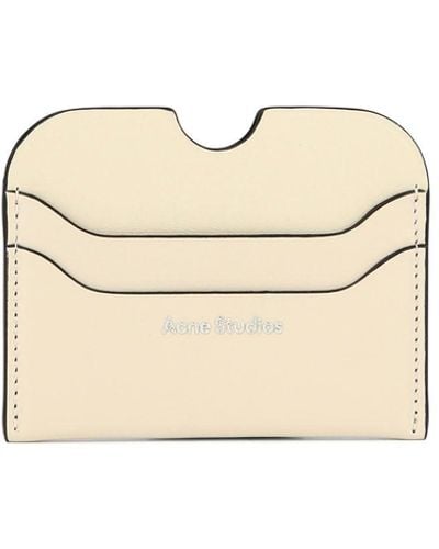 Acne Studios Card Holder With Logo - Natural