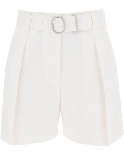 Jil Sander Pantaloncini di bermuda di cotone con cintura rimovibile - Bianco