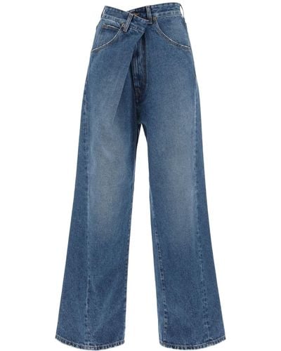 DARKPARK 'ines' baggy Jeans Met Gevouwen Tailleband - Blauw