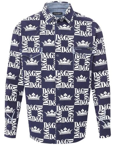 Dolce & Gabbana Katoen Logo Shirt - Blauw