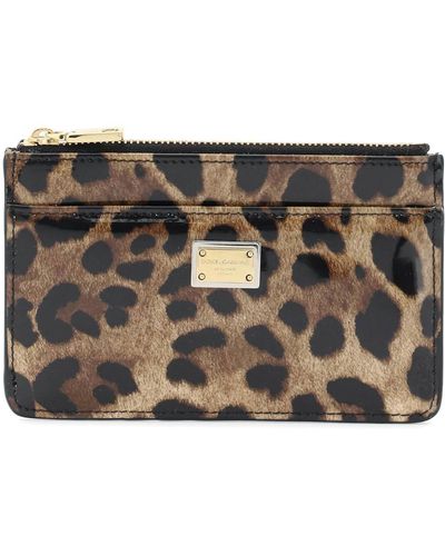 Dolce & Gabbana Leopard Print Leather Medium Kaarthouder - Zwart