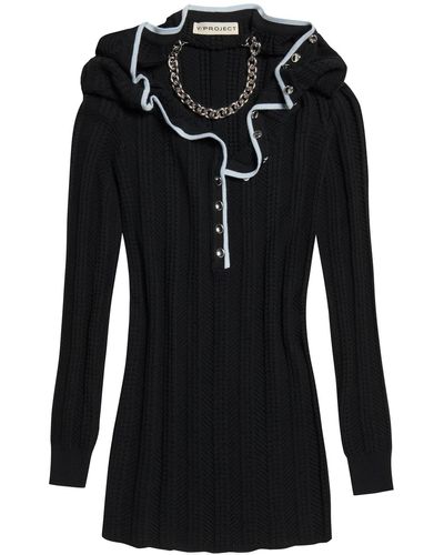 Y. Project Vestido de lana merino con collar de - Negro