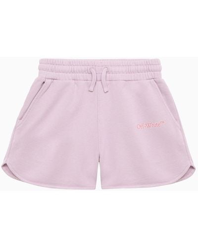 Off-White c/o Virgil Abloh Off Lilac Cotton Shorts With Big Bookish Logo - Pink
