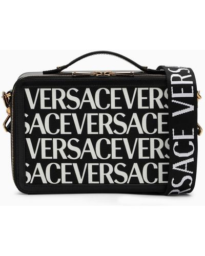 Versace Logo Detail Black Messenger Tasche - Zwart