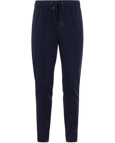 Peserico Pantalon de jogger en coton technique - Bleu