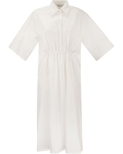 Max Mara Eulalia Long Cotton e Silk Chemisier Dress - Bianco