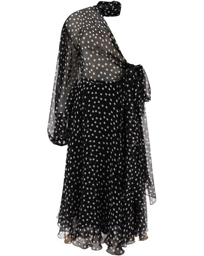 Dolce & Gabbana One Shoulder Chiffon -jurk - Zwart