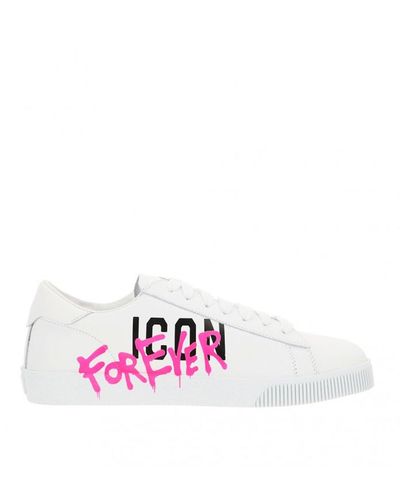 DSquared² Leren Sneakers Met Print - Wit