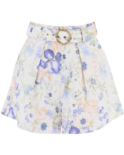 Zimmermann "Shorts de naturaleza de lino floral para - Blanco