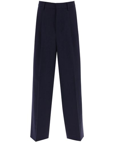 Ami Paris Loose Fit Pants With Straight Cut - Blue