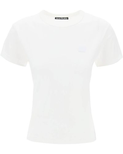 Acne Studios Crew Neck T -Shirt mit Logo Patch - Weiß