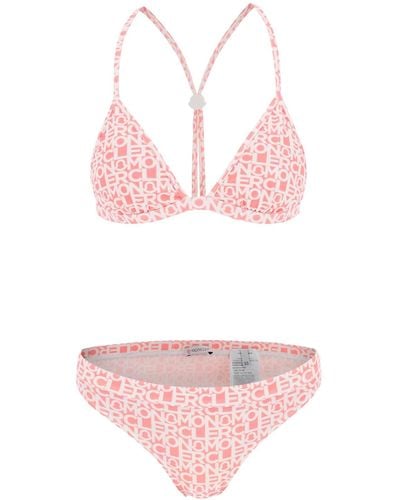 Moncler Bikini Conjunto con impresión del logotipo - Rosa