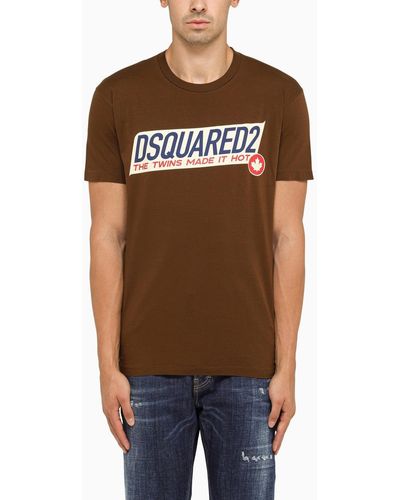 DSquared² Brown Crew Neck T Shirt With Logo