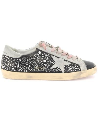 Golden Goose Super-Star Studded Sneakers With - Black