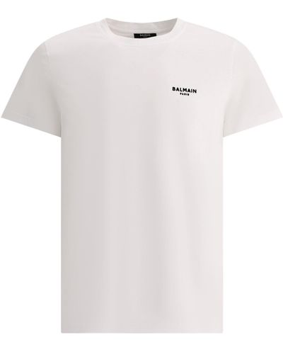 Balmain T -Shirt mit gefärbtem Paris -Logo - Weiß