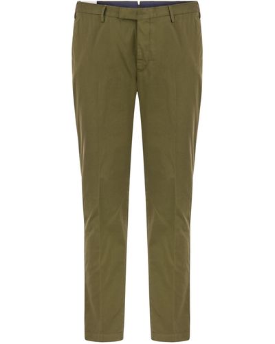PT Torino Pantalon maigre en coton et en soie - Vert