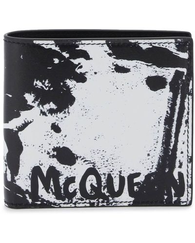 Alexander McQueen Graffiti bi Fold Brieftasche - Schwarz