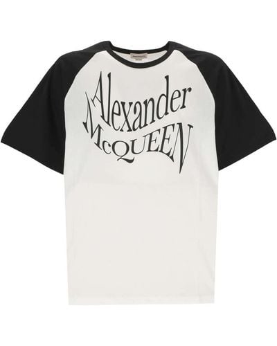 Alexander McQueen Alexander Mc Queen Logo Print Raglan Sleeve T -shirt - Zwart